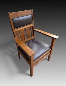 CARVED ARTS & CRAFTS MISSION OAK CHAIR