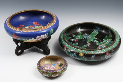3 PC. CHINESE CLOISONNE BOWLS