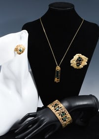 18K BRUTALIST MODERNIST GOLD PARURE