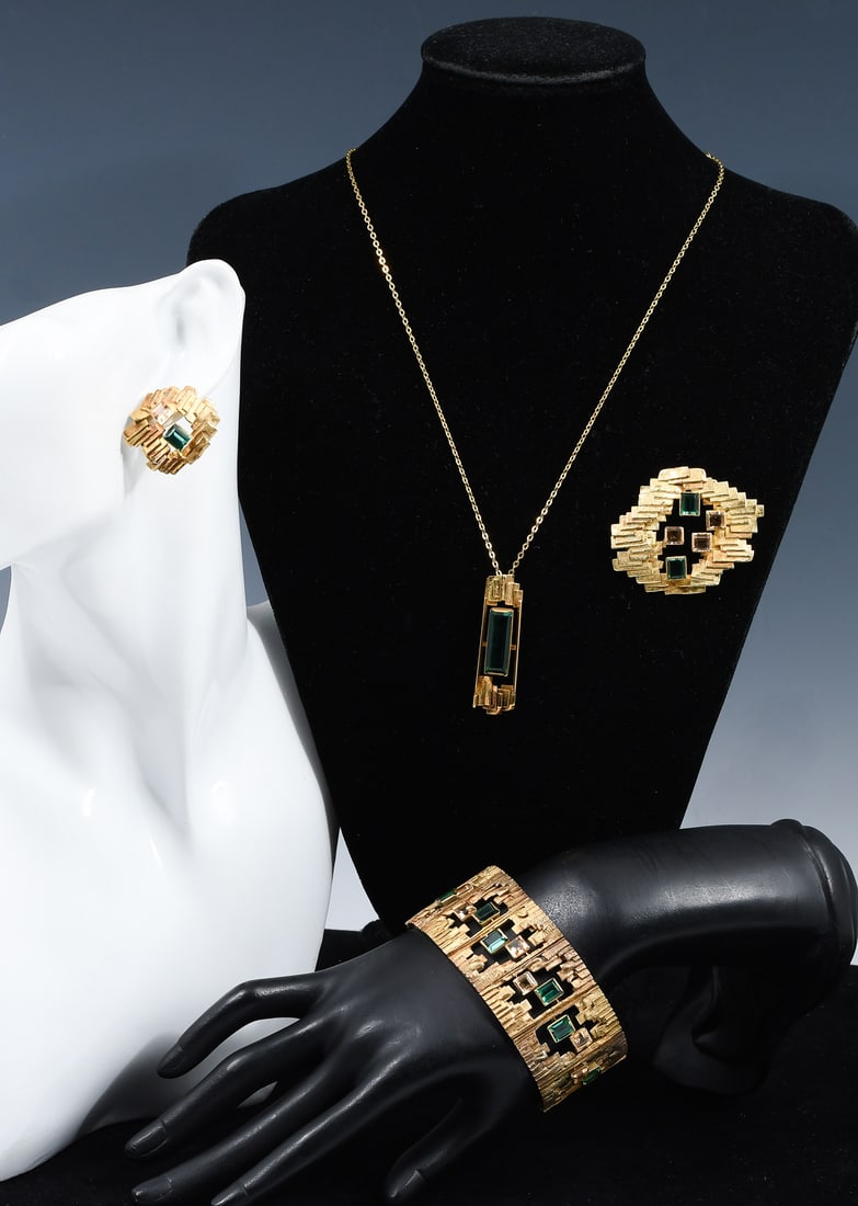 18K BRUTALIST MODERNIST GOLD PARURE