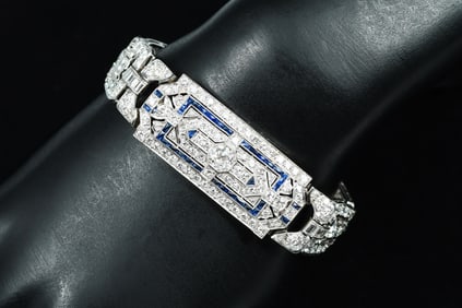DECO PLATINUM 17 CTW DIAMOND BRACELET W/ SAPPHIRES