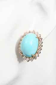 14K GOLD DIAMOND TURQUOISE EARRINGS