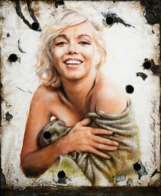 BILL MACK "MARILYN, SANTA MONICA BEACH" HOLLYWOOD SIGN PAINTING