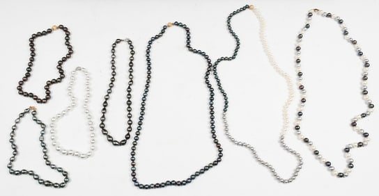 7 14K STRANDS BAROQUE & CIRCULAR PEARLS