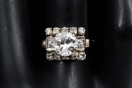 VINTAGE ART DECO STYLE 14K 2.19 CTW DIAMOND RING