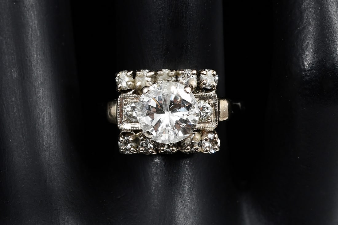 VINTAGE ART DECO STYLE 14K 2.19 CTW DIAMOND RING (1 of 6)