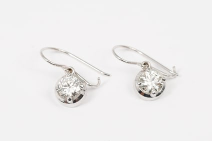 18K EARWIRES 1.25 CTW PLATINUM SET DIAMONDS