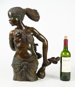 "SHONA" VERDITE FIGURAL SCULPTURE BY PETER CHIKUME