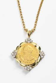 PENDANT 18K DIAMOND COIN "SPARK"