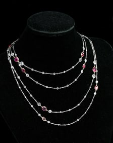 PLATINUM 22.5 CTW RUBY & DIAMOND LONG CHAIN