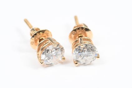 14K GOLD SPARKLING DIAMOND 1.50 CTW STUDS