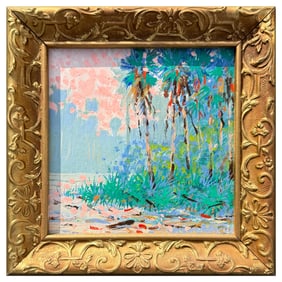 GREG BEHYMER PALMS AND SUNSET PAINTING