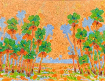 GREG BEHYMER FLORIDA PALMS AT SUNSET PAINTING