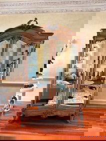 FRENCH MIRRORED ARMOIRE WITH WET BAR INTERIOR