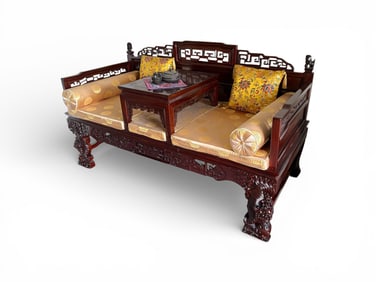CHINESE LUOHAN CHUANG SCHOLARS DAY BED W/ DRAGONS