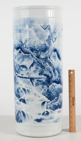 CHINESE BLUE & WHITE PORCELAIN UMBRELLA STAND