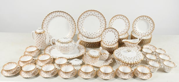 90 PC. SPODE "FLEUR DE LIS GOLD" PATTERN CHINA