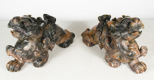 CHINESE CARVED HARDSTONE DRAGONS