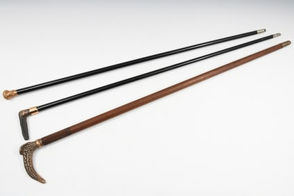 3 PC. ANTIQUE STERLING & GOLD FILLED CANES