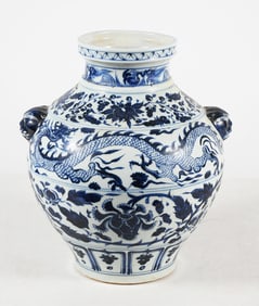 CHINESE BLUE & WHITE PORCELAIN JUAN STYLE JAR