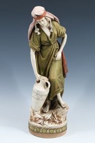 19TH-CENTURY ROYAL DUX PORCELAIN WATER CARRIER