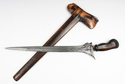 KERIS KNIFE DAMASCUS BLADE JEWEL HANDLE