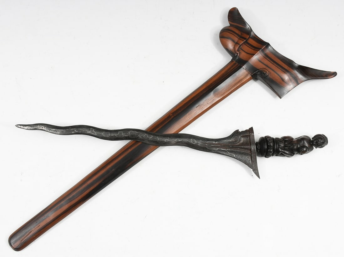 KERIS KNIFE WITH DAMASCUS BLADE & FIGURAL HANDLE (1 of 7)