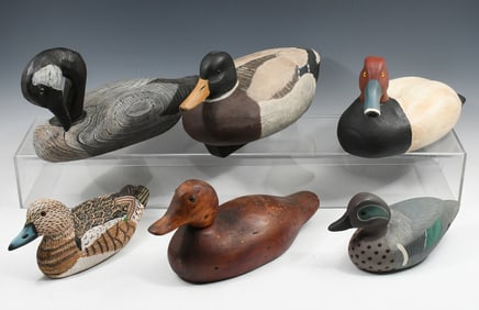 6 PC. CARVED & PAINTED DUCK DECOYS