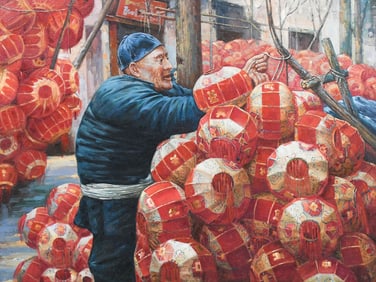 ZHANG XING LANTERN SELLER PAINTING