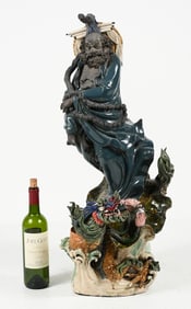 LARGE CHINESE PORCELAIN BODHIDHARMA STATUE