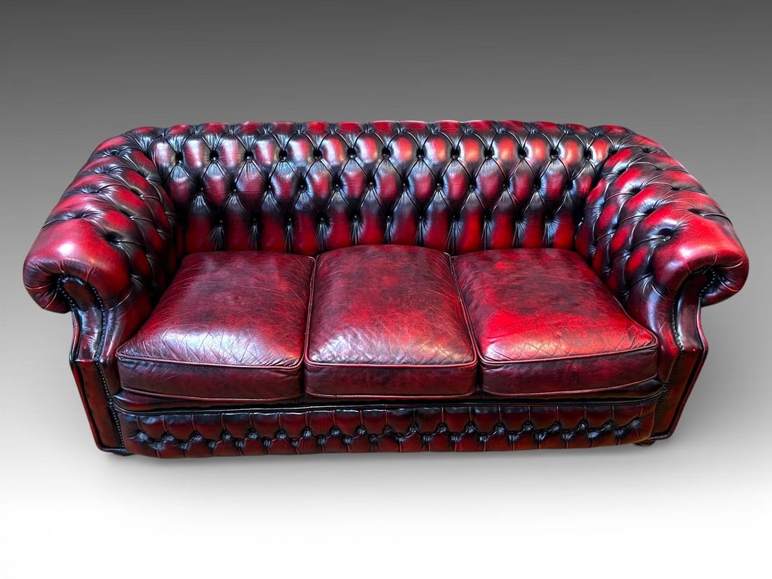 CHESTERFIELD LEATHER BUTTON TUFTED SOFA (1 of 3)