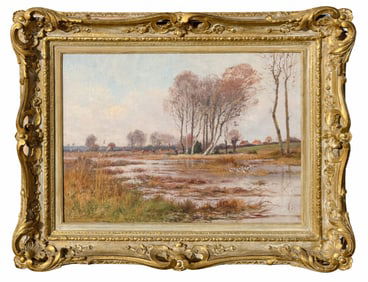T. LAVIGNE BARBIZON LANDSCAPE PAINTING