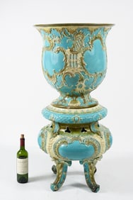 2PC. MAJOLICA JARDINIERE