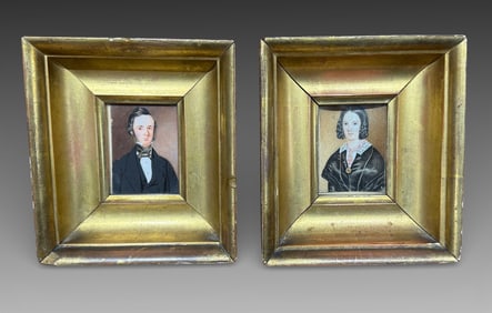 19TH-CENTURY MINIATURE PORTRAITS W/ GOLD FRAMES