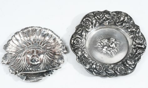 2 PC. UNGER BROS. STERLING NUT DISHES