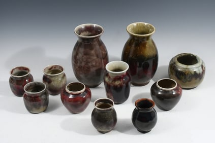 11 PC. GERMAN WMF POTTERY VASE COLLECTION