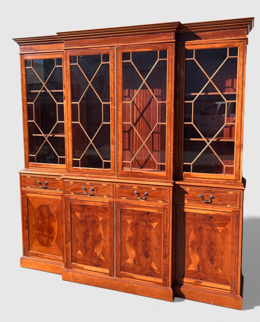 GORGEOUS YEW WOOD BREAKFRONT: GORGEOUS YEW WOOD BREAKFRONT: