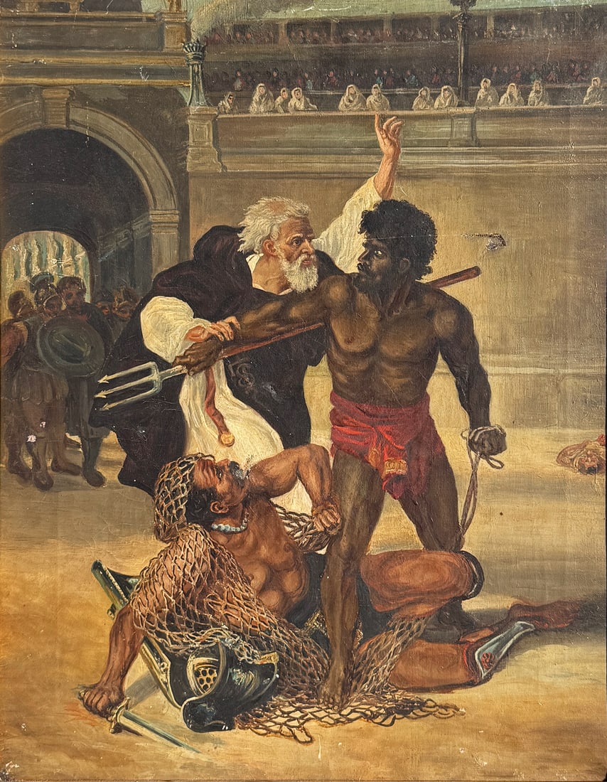 19TH-CENTURY GLADIATOR PAINTING BY STALLAERT (1 of 4)
