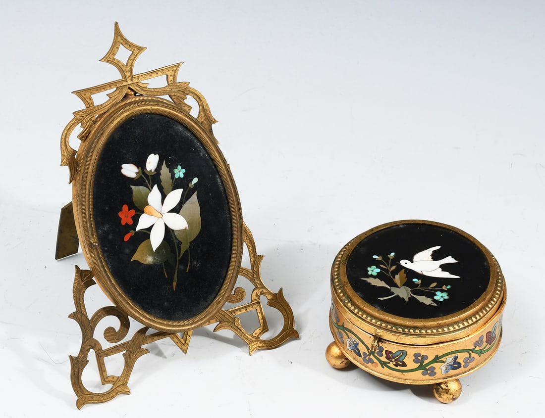 2PC. MICRO MOSAIC FRAME AND JEWELRY/PILL BOX (1 of 4)