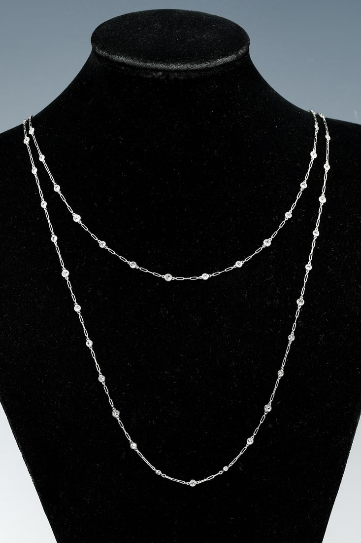 HANDMADE PLATINUM DIAMOND BELLE EPOQUE 52" CHAIN (1 of 6)