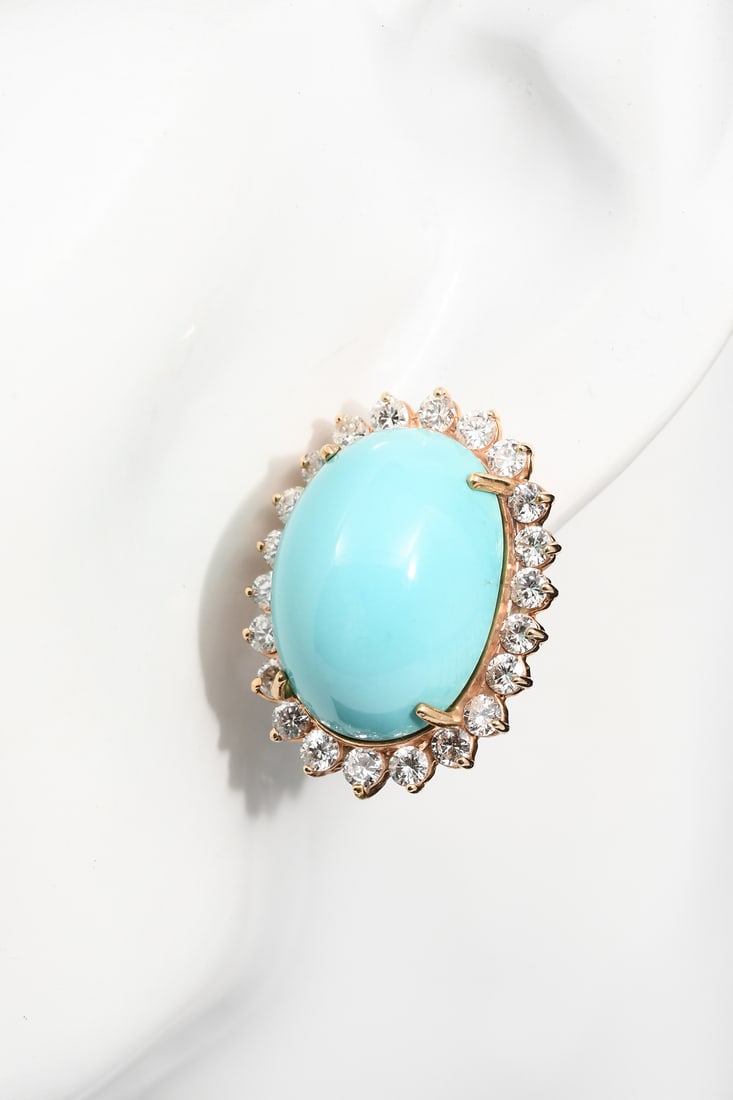 14K GOLD DIAMOND TURQUOISE EARRINGS (1 of 4)