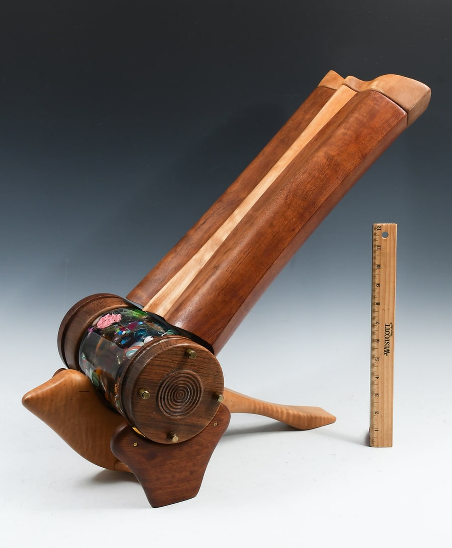 ARTIST SIGNED WOODEN LIQUID KALEIDOSCOPE: ARTIST SIGNED WOODEN LIQUID KALEIDOSCOPE: