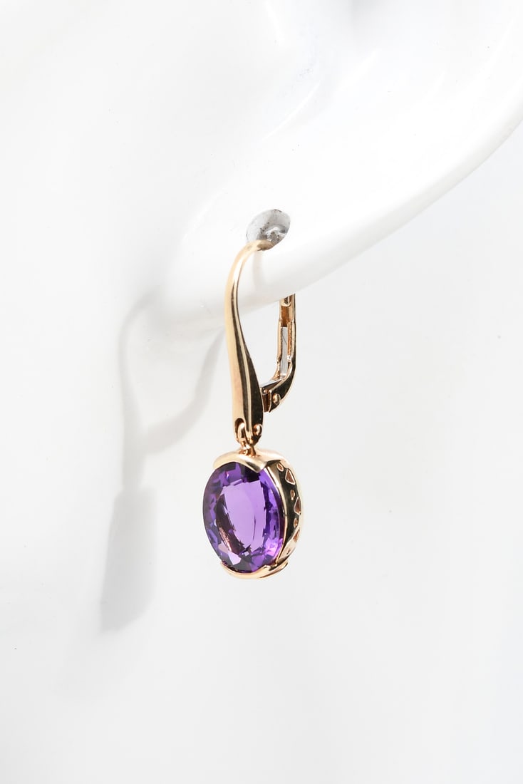 14K GOLD ITALIAN SIGNED LeGi AMETHYST EARRINGS (1 of 4)