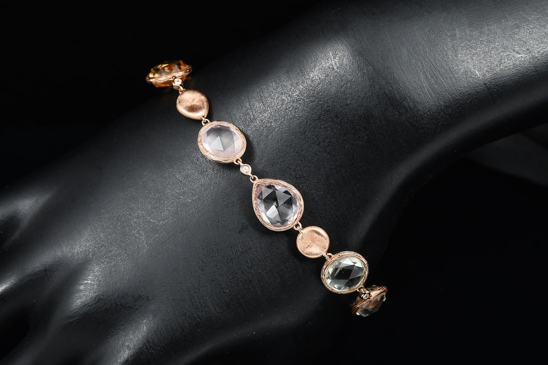 14K GOLD QUARTZ & DIAMOND BRACELET (1 of 3)