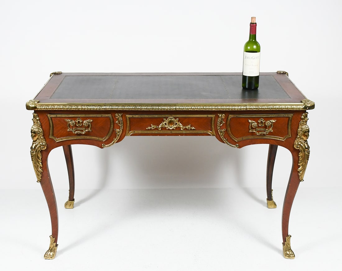 LOUIS XV STYLE BUREAU WRITING DESK BRONZE MOUNTS (1 of 6)