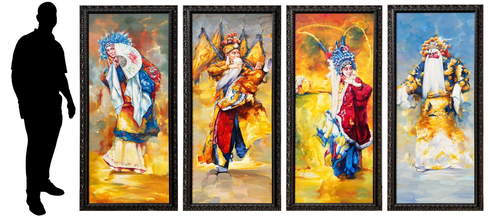 4PC. ZHANG XING PEKING OPERA PERFORMER PAINTINGS (1 of 9)