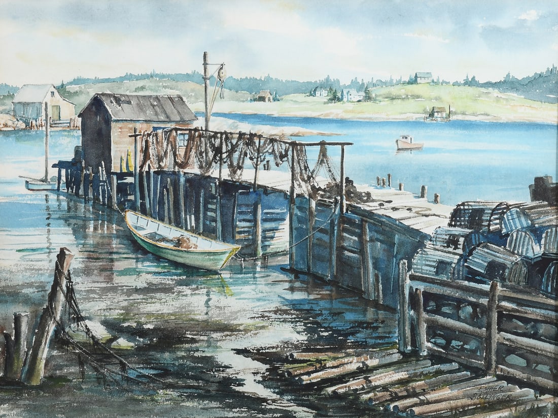 ESTHER BOLLINGER DOCKSIDE LANDSCAPE PAINTING (1 of 5)
