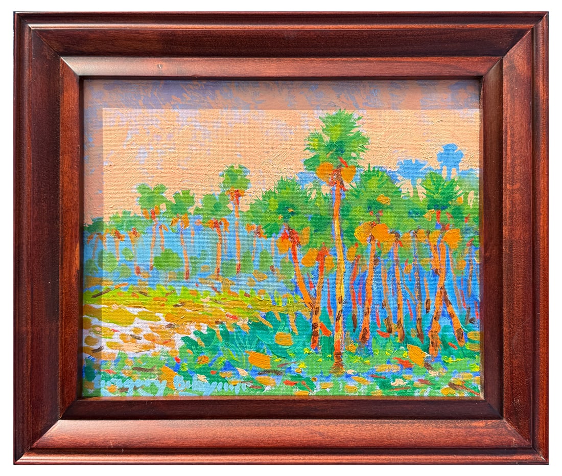 GREG BEHYMER FLORIDA PALMS SHERBERT SKY PAINTING (1 of 4)