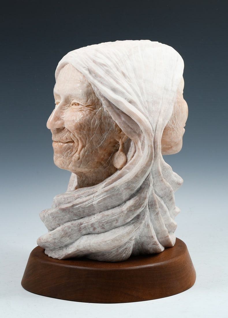 2 FACED NATIVE AMERICAN ALABASTER SCULPTURE (1 of 5)