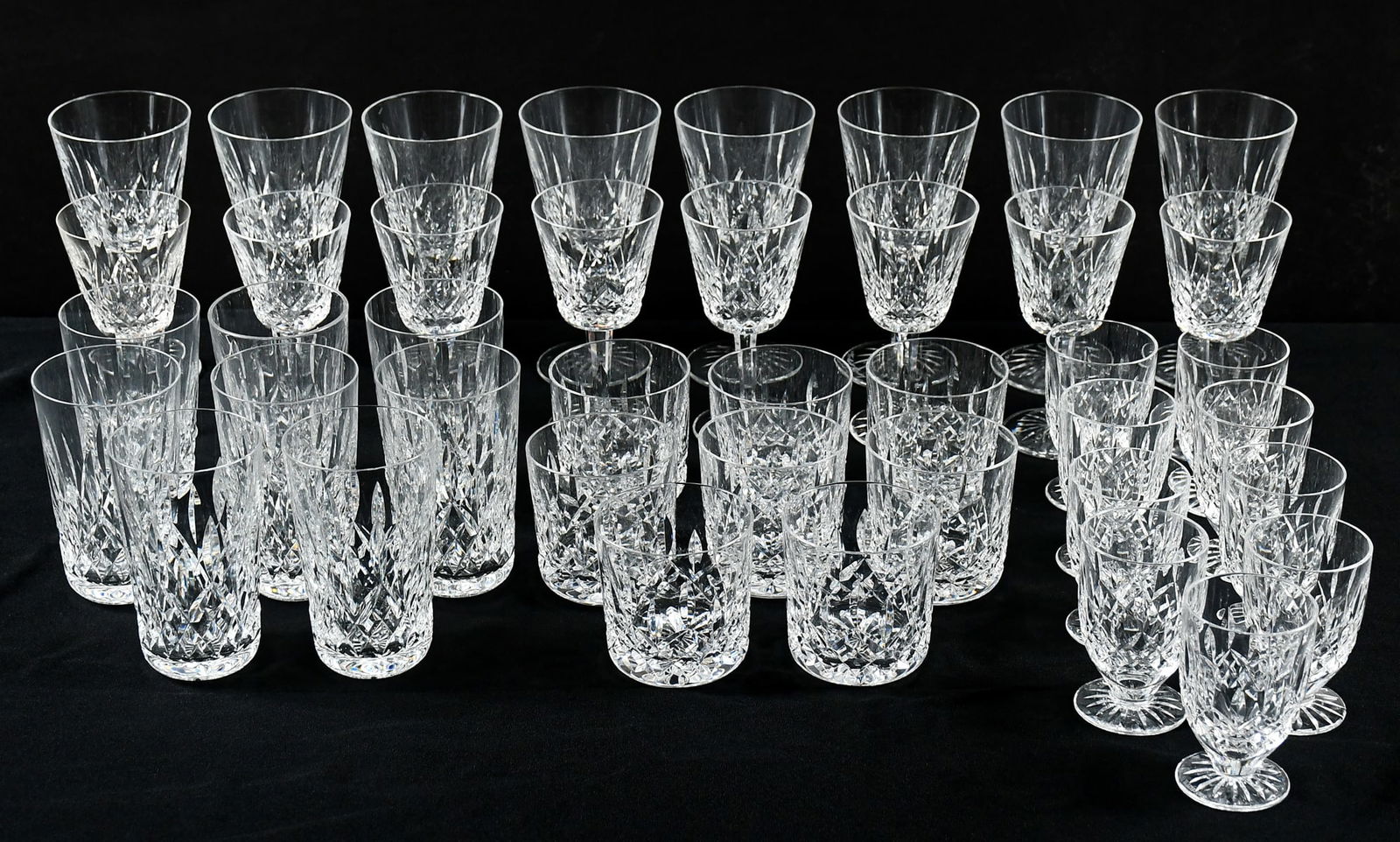 41 PC. WATERFORD LISMORE CRYSTAL DRINKWARE (1 of 5)